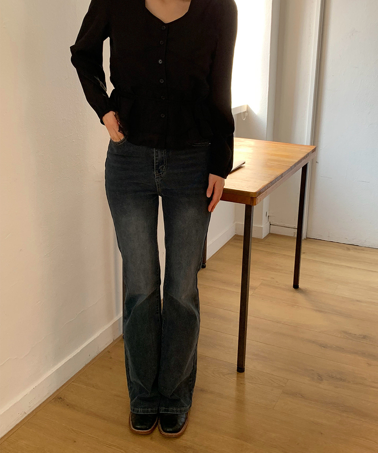 【丈別】ブーツカットデニムパンツ(6color) GREY