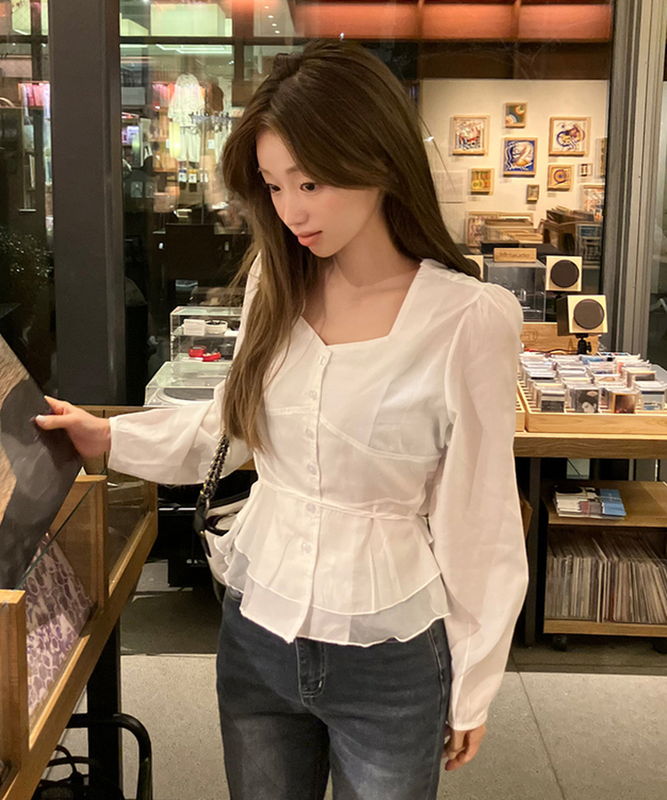 フェミニンフリルブラウス WHITE