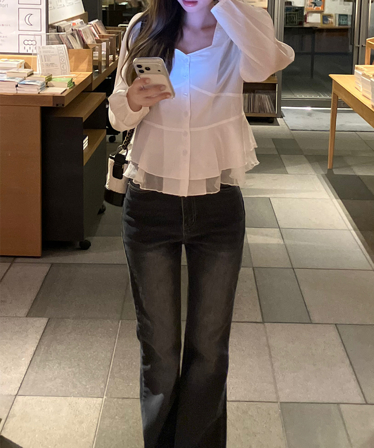 フェミニンフリルブラウス WHITE