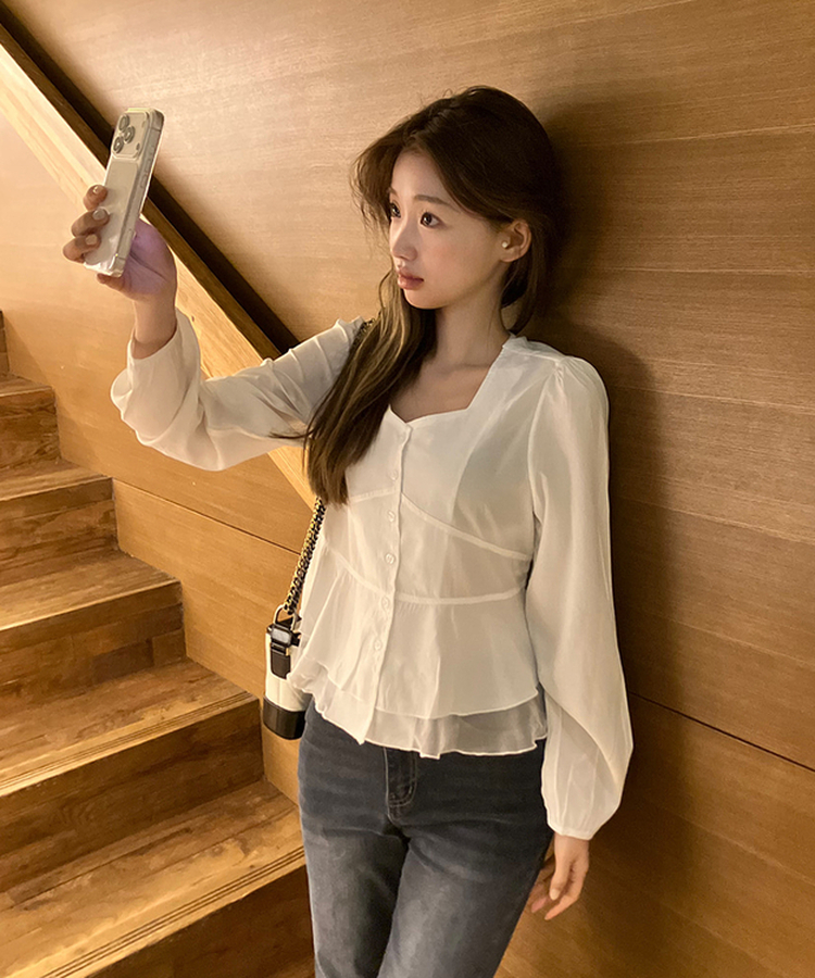 フェミニンフリルブラウス WHITE