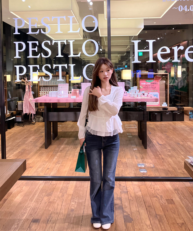 フェミニンフリルブラウス WHITE