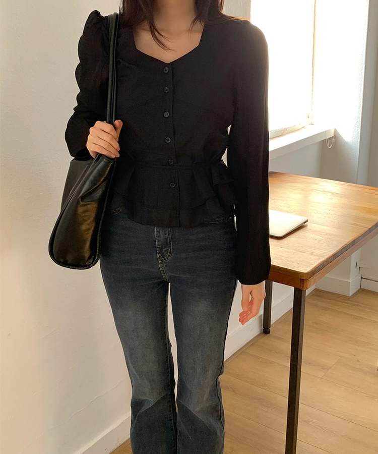 フェミニンフリルブラウス BLACK