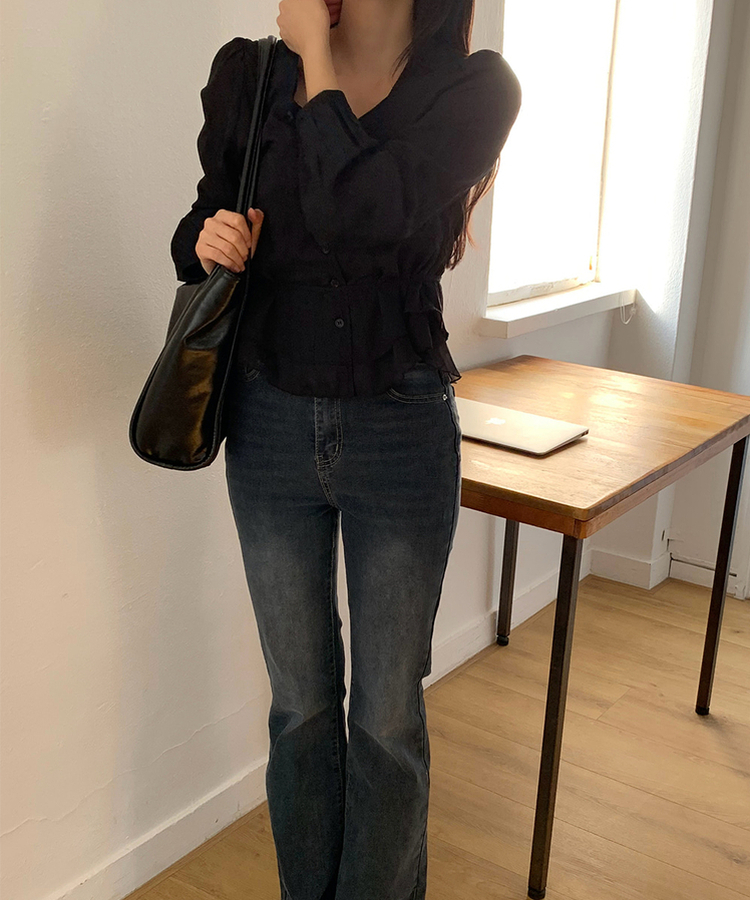 フェミニンフリルブラウス BLACK