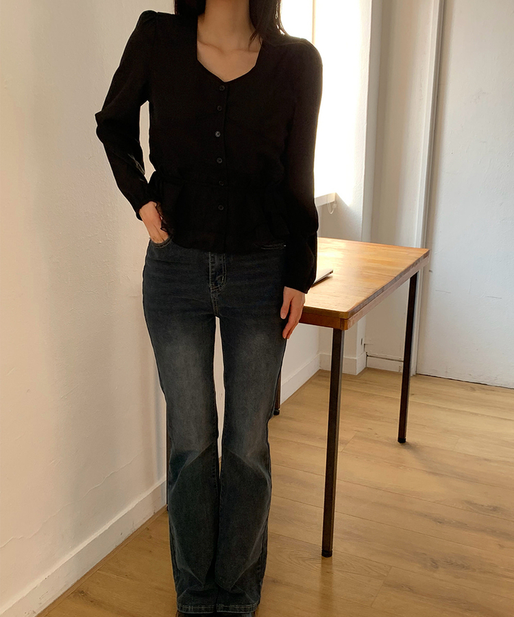 フェミニンフリルブラウス BLACK