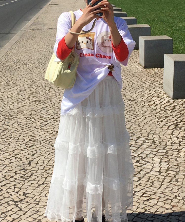 ボクシーフィットプリント半袖Tシャツ WHITE