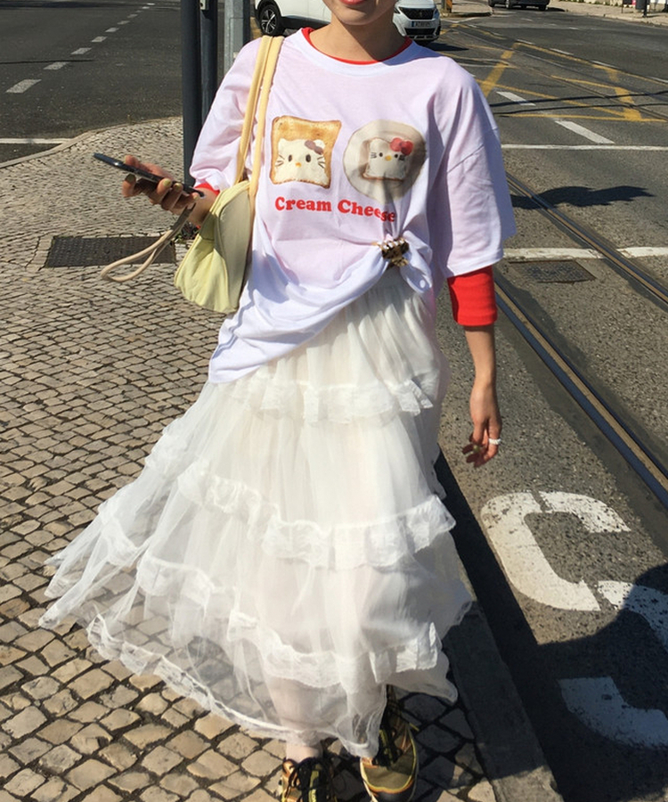 ボクシーフィットプリント半袖Tシャツ WHITE