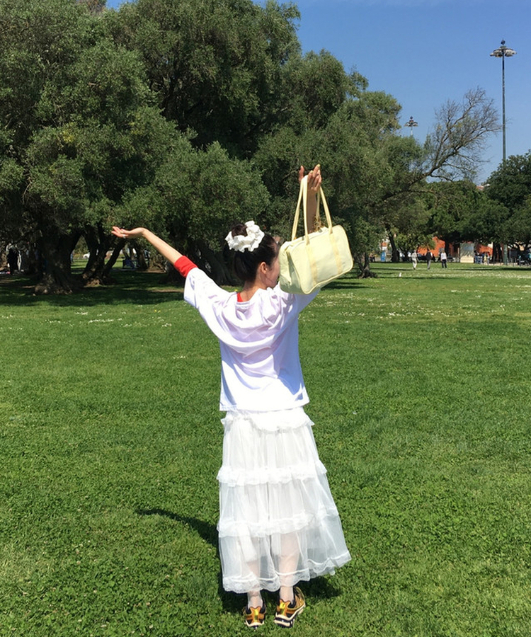 ボクシーフィットプリント半袖Tシャツ WHITE