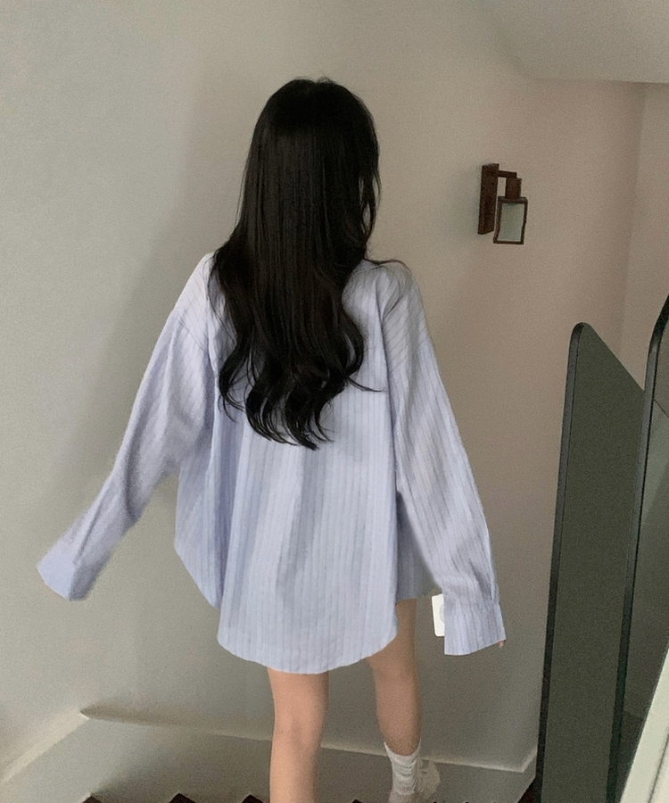 ルーズフィットストライプシャツ SKY BLUE