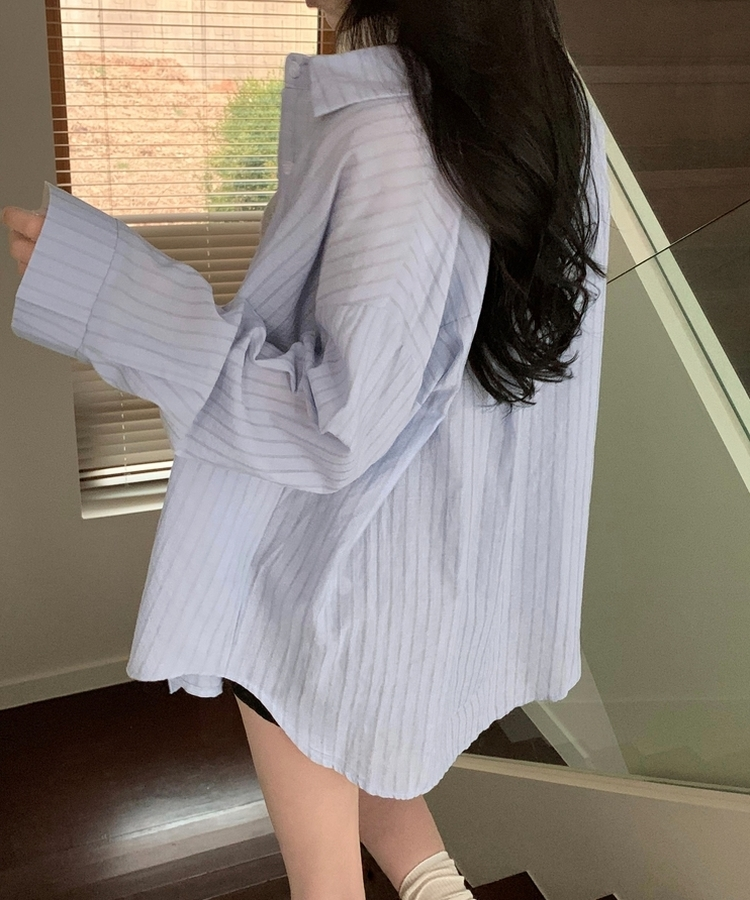 ルーズフィットストライプシャツ SKY BLUE