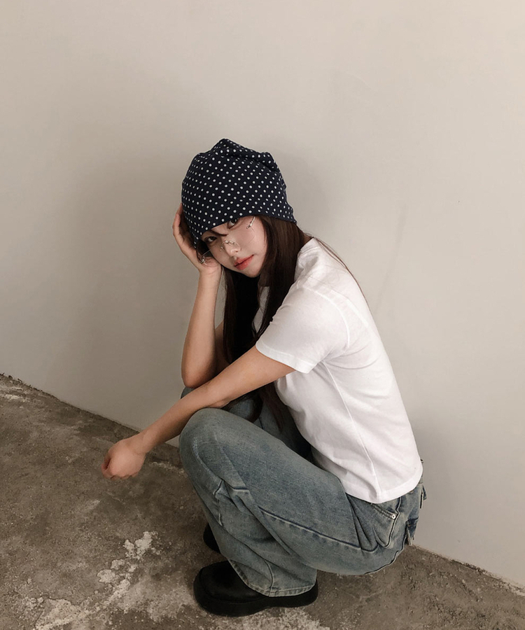 チェックスターパッチ半袖Tシャツ WHITE