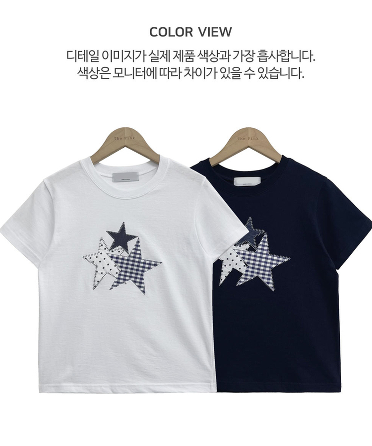 チェックスターパッチ半袖Tシャツ