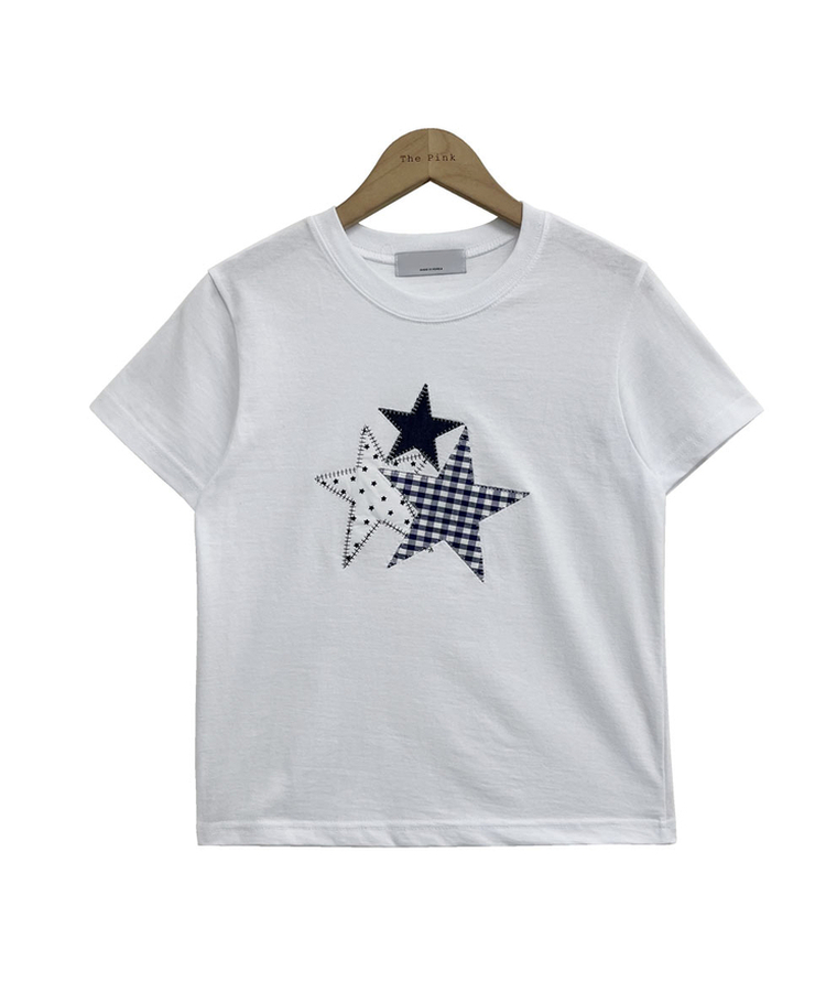 チェックスターパッチ半袖Tシャツ