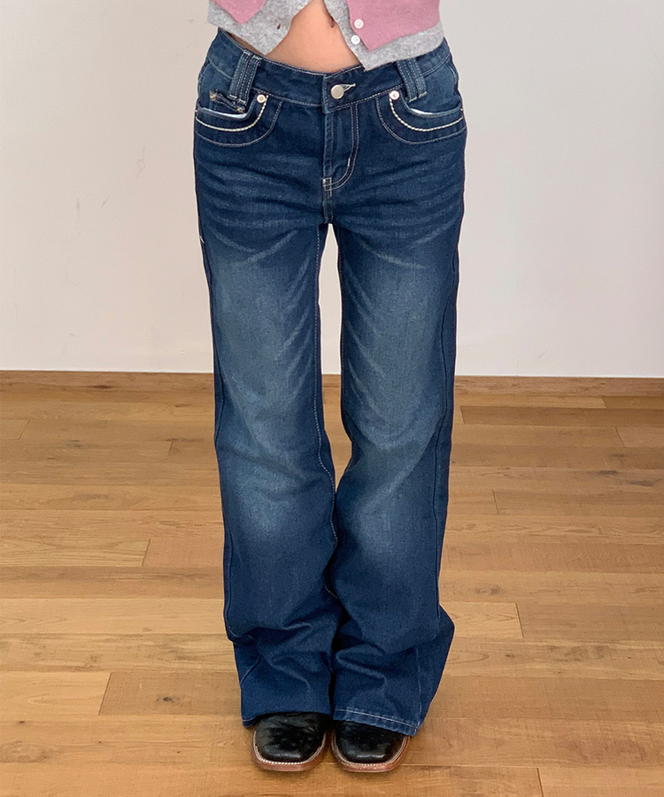 【丈別】ステッチデニムパンツ MID BLUE