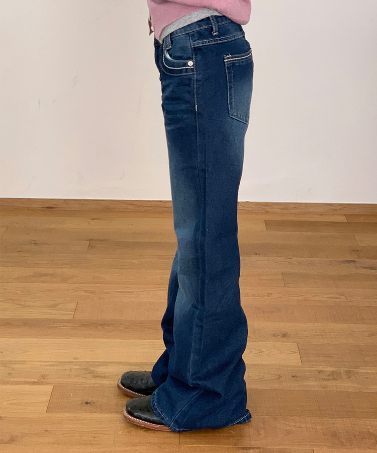 【丈別】ステッチデニムパンツ MID BLUE