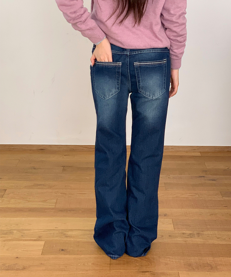 【丈別】ステッチデニムパンツ MID BLUE