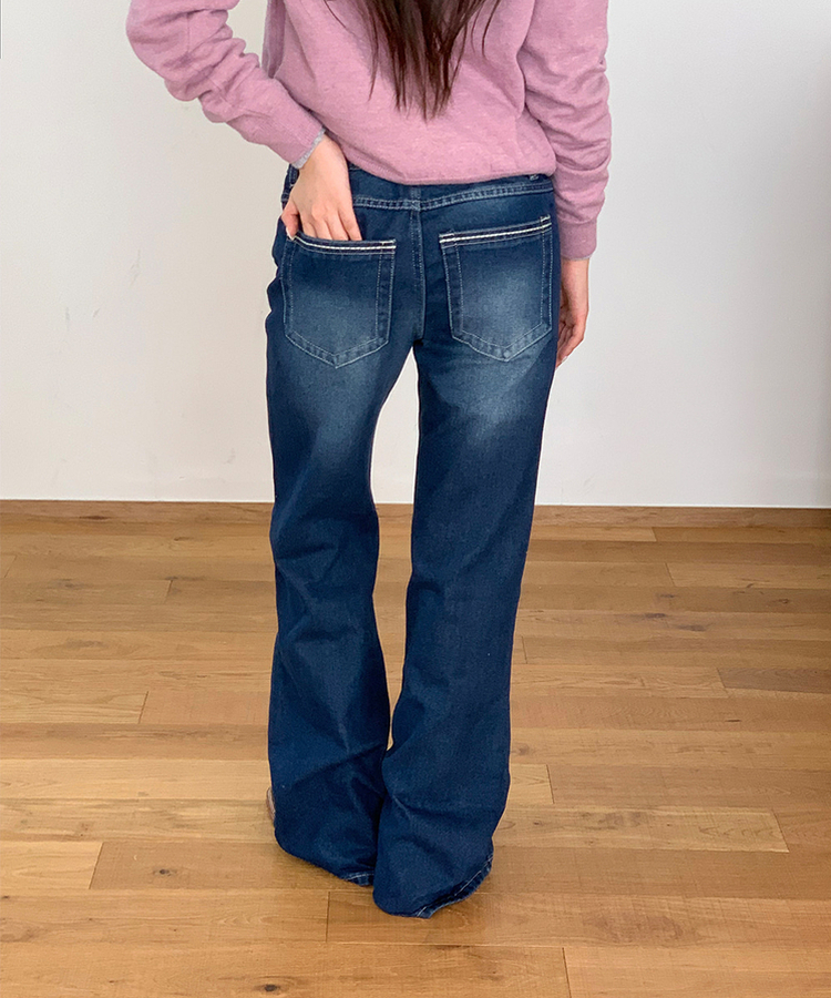 【丈別】ステッチデニムパンツ MID BLUE