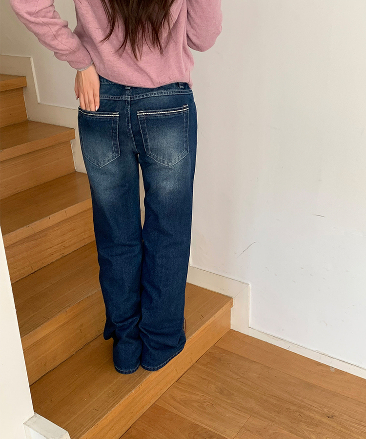 【丈別】ステッチデニムパンツ MID BLUE