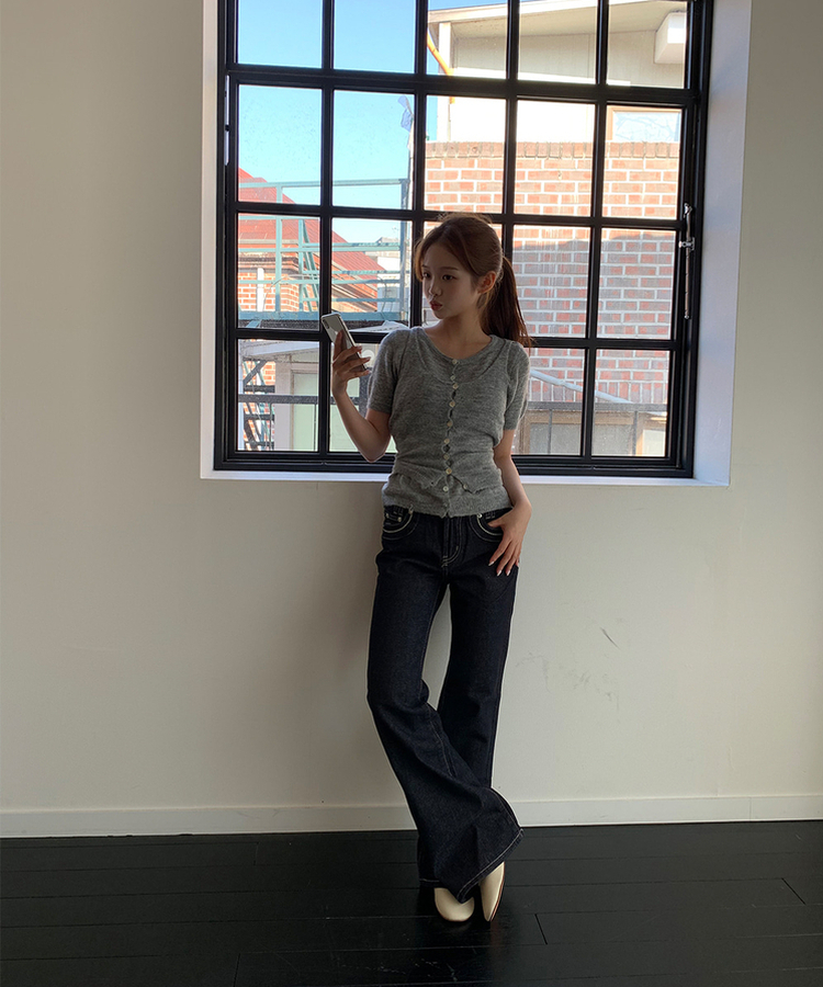 【丈別】ステッチデニムパンツ BLUE