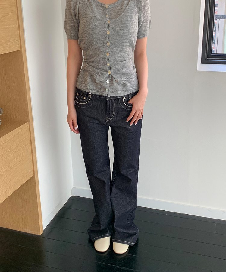 【丈別】ステッチデニムパンツ BLUE