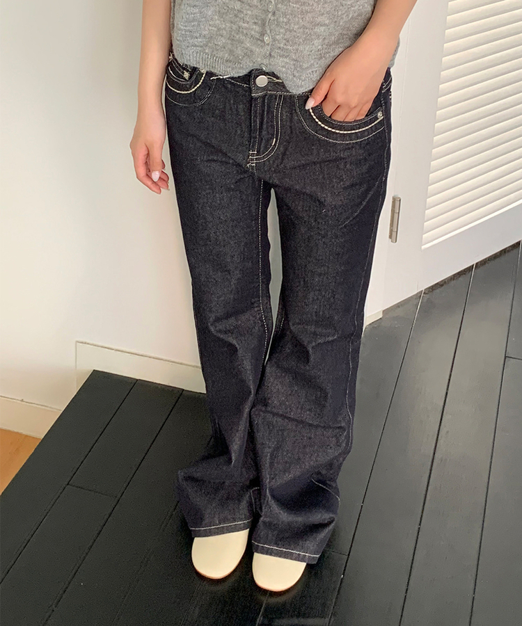 【丈別】ステッチデニムパンツ BLUE