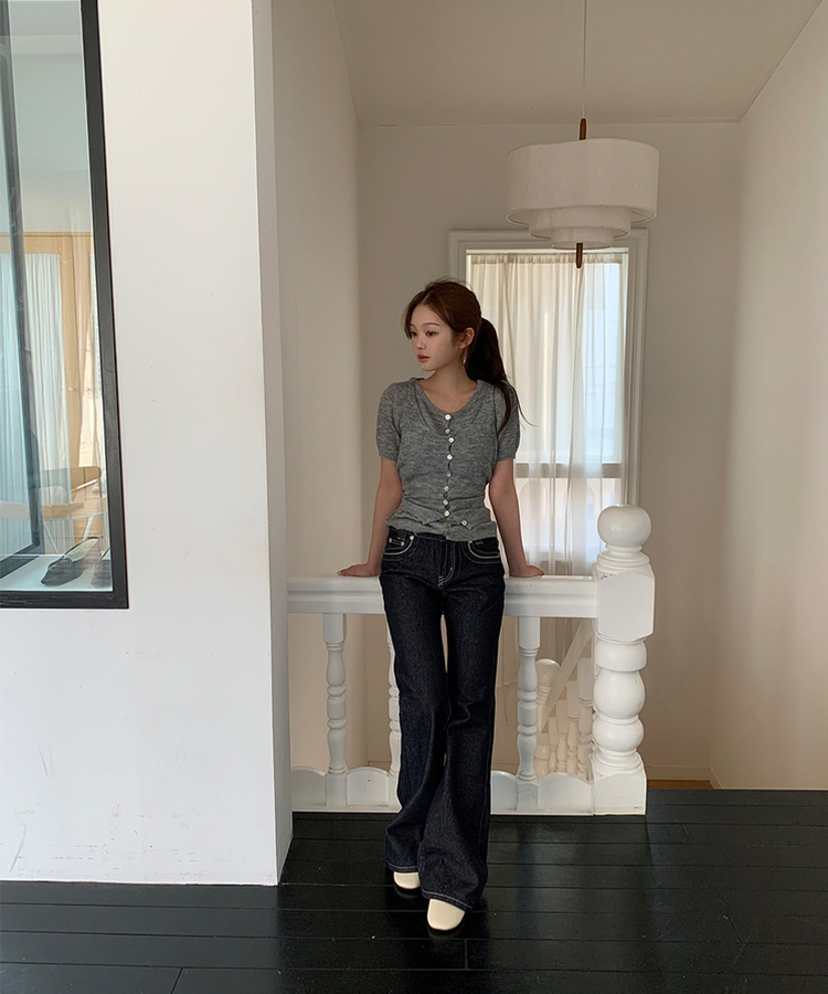 【丈別】ステッチデニムパンツ BLUE