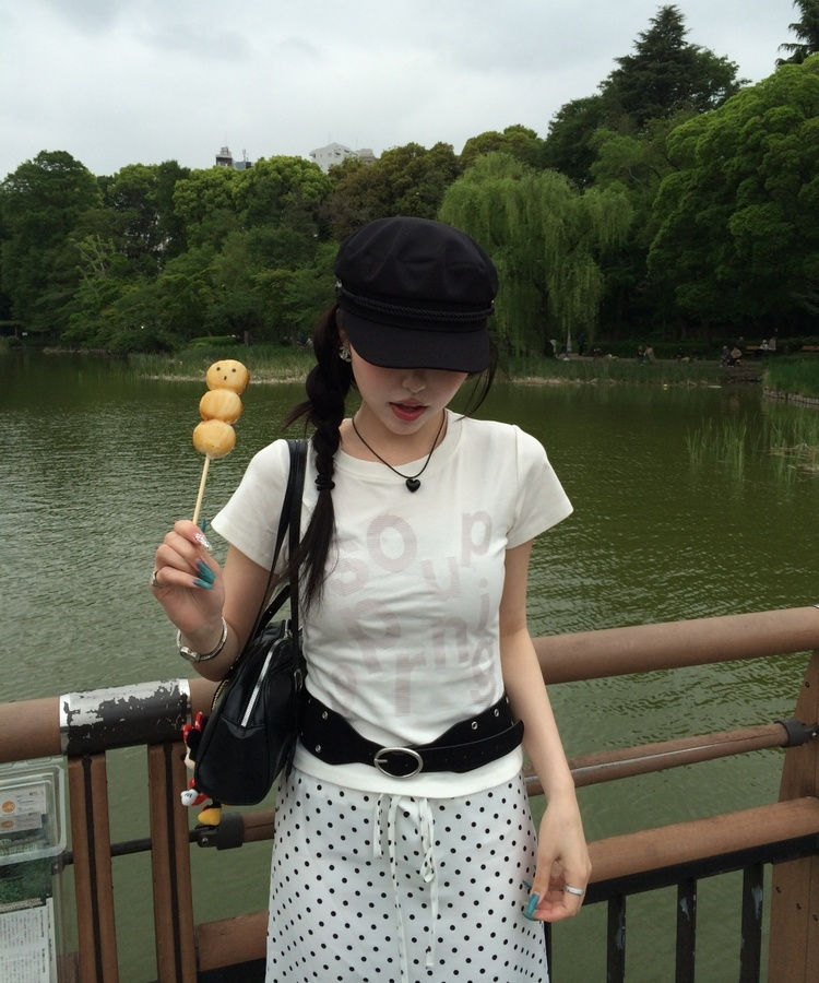 ドット柄ナロースカート IVORY