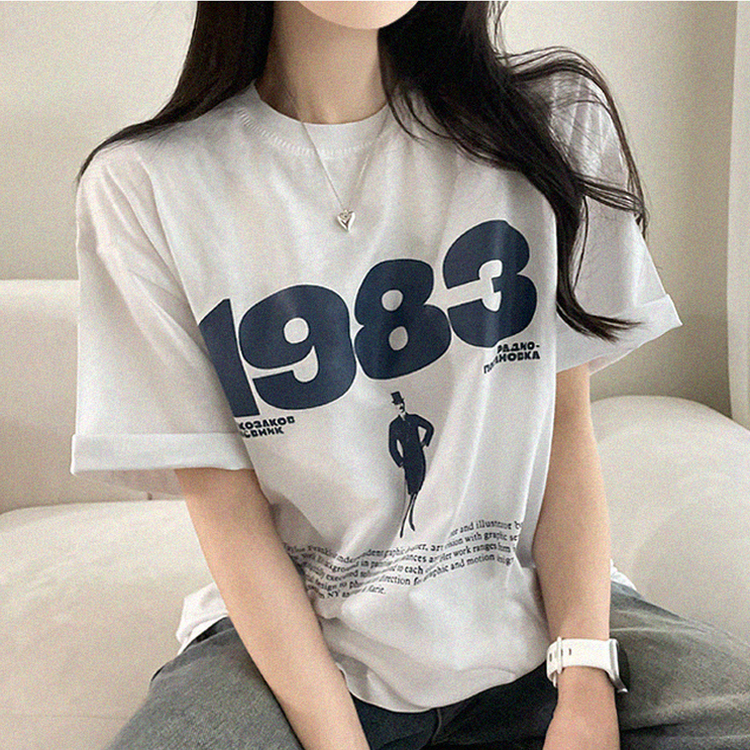 プリントボクシー半袖Tシャツ WHITE