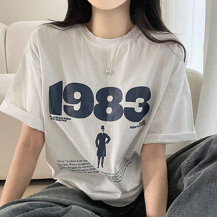 プリントボクシー半袖Tシャツ WHITE