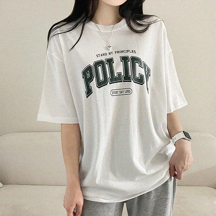 レタープリントオーバーフィット半袖Tシャツ WHITE