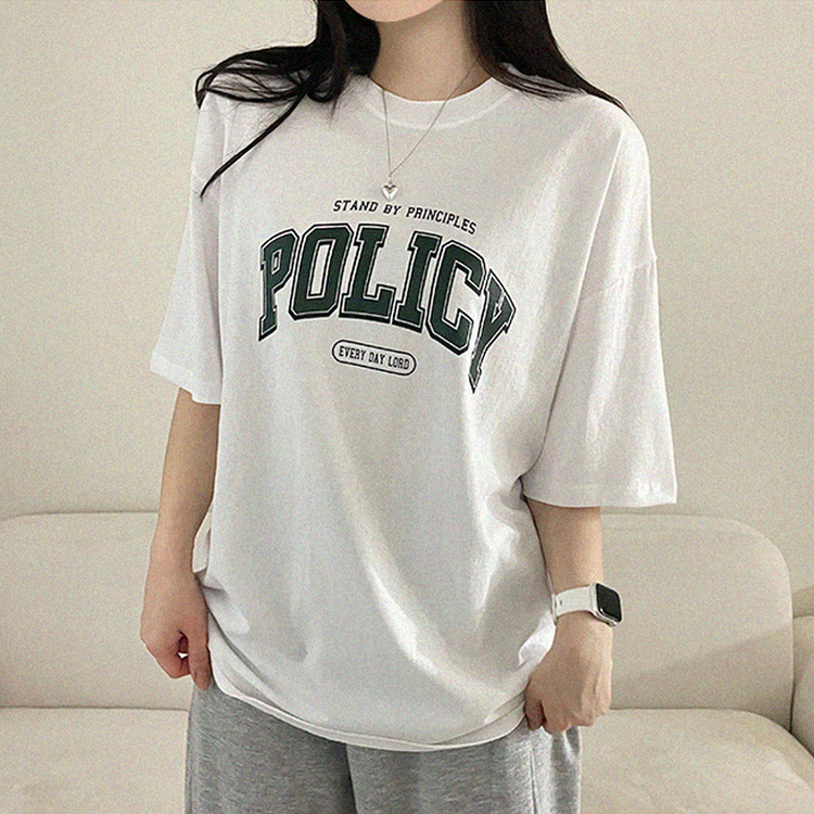 レタープリントオーバーフィット半袖Tシャツ WHITE