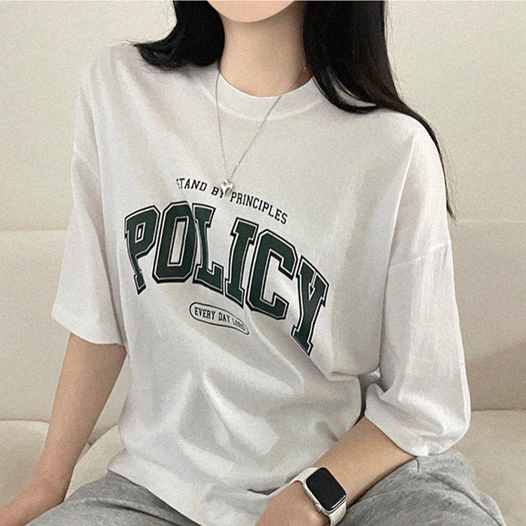 レタープリントオーバーフィット半袖Tシャツ WHITE