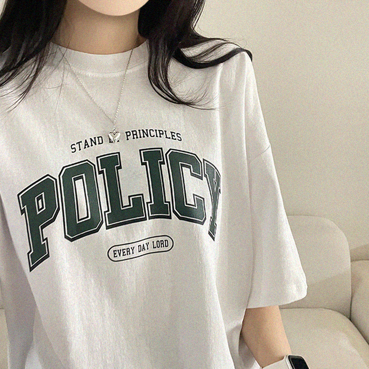 レタープリントオーバーフィット半袖Tシャツ WHITE