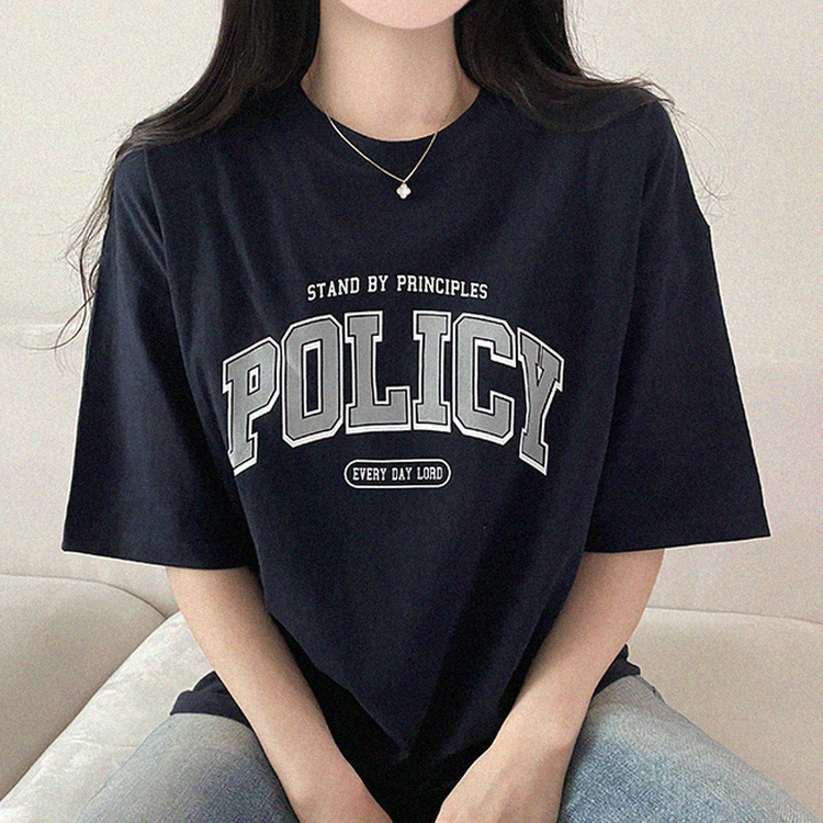 レタープリントオーバーフィット半袖Tシャツ NAVY