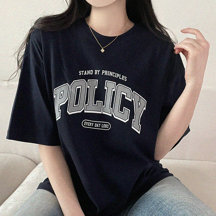 レタープリントオーバーフィット半袖Tシャツ NAVY