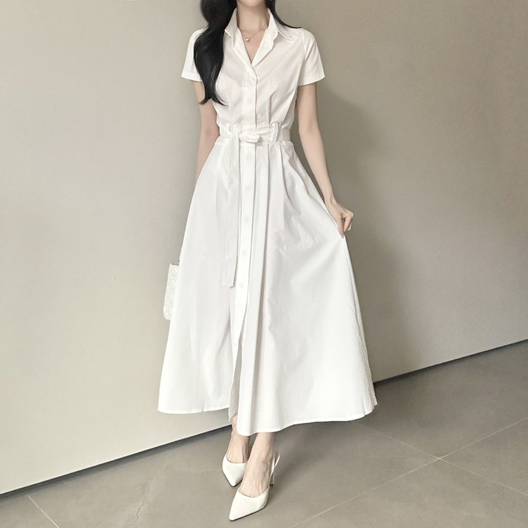 半袖シャツロングワンピース｜ロングワンピース｜韓国ファッション通販