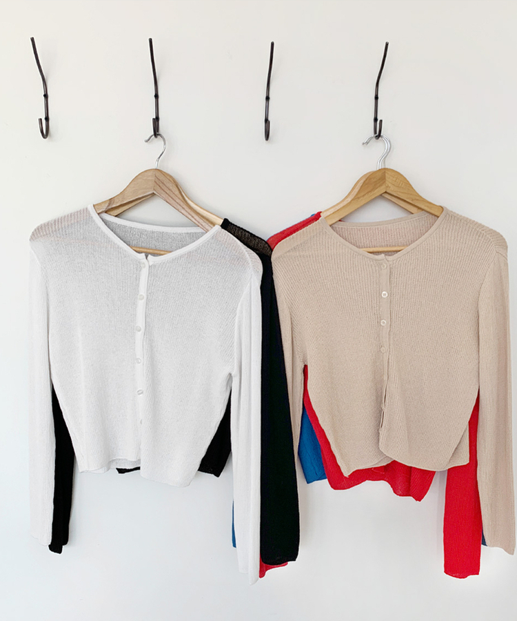 リブラウンドカーディガン(5color)