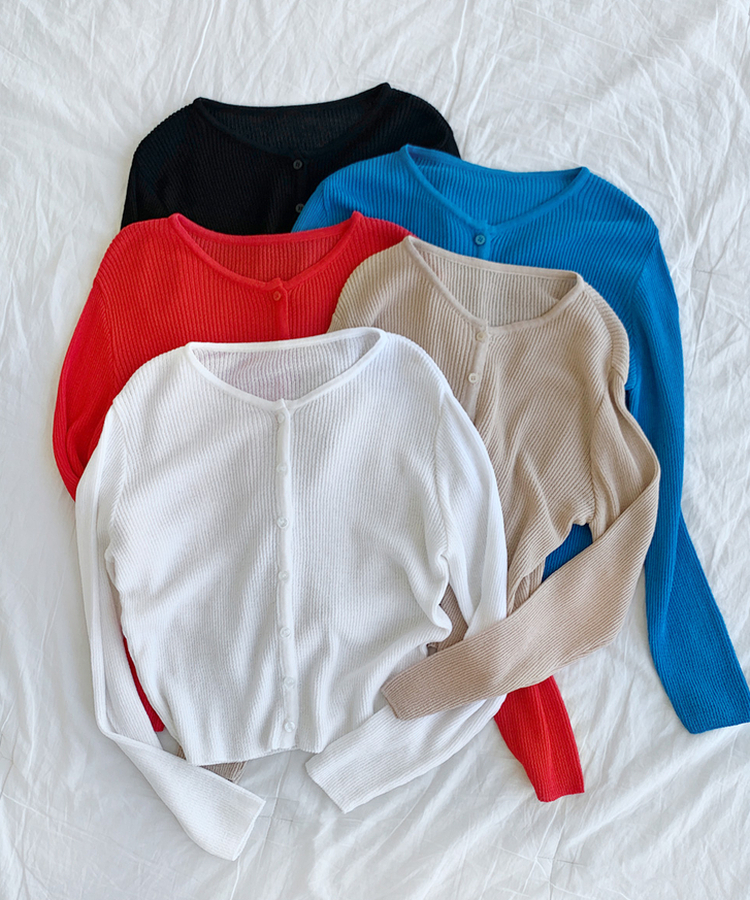 リブラウンドカーディガン(5color)