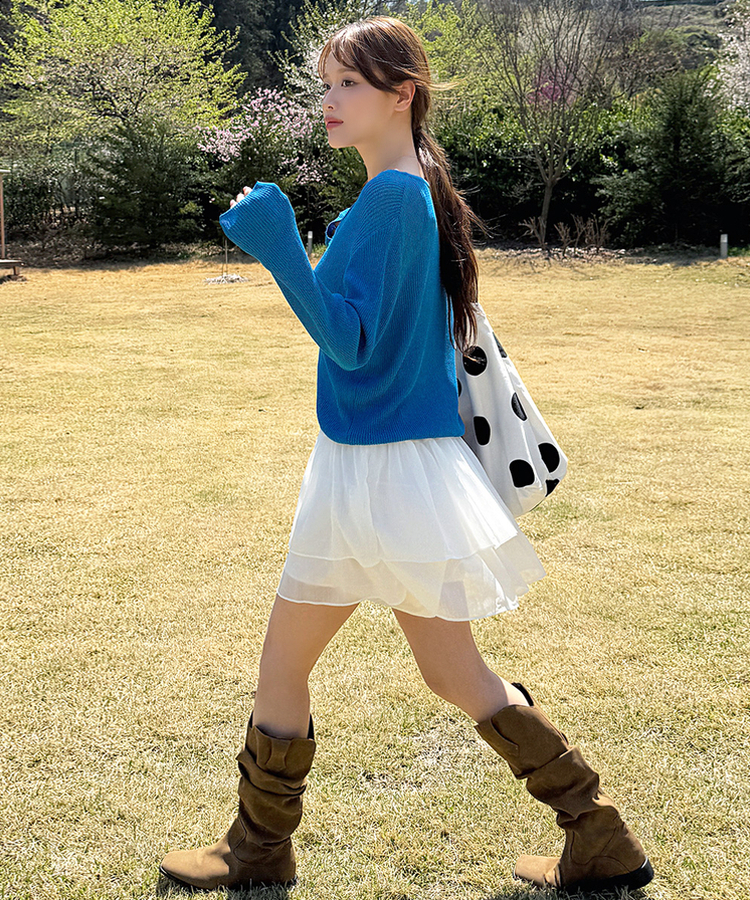 リブラウンドカーディガン(5color) BLUE