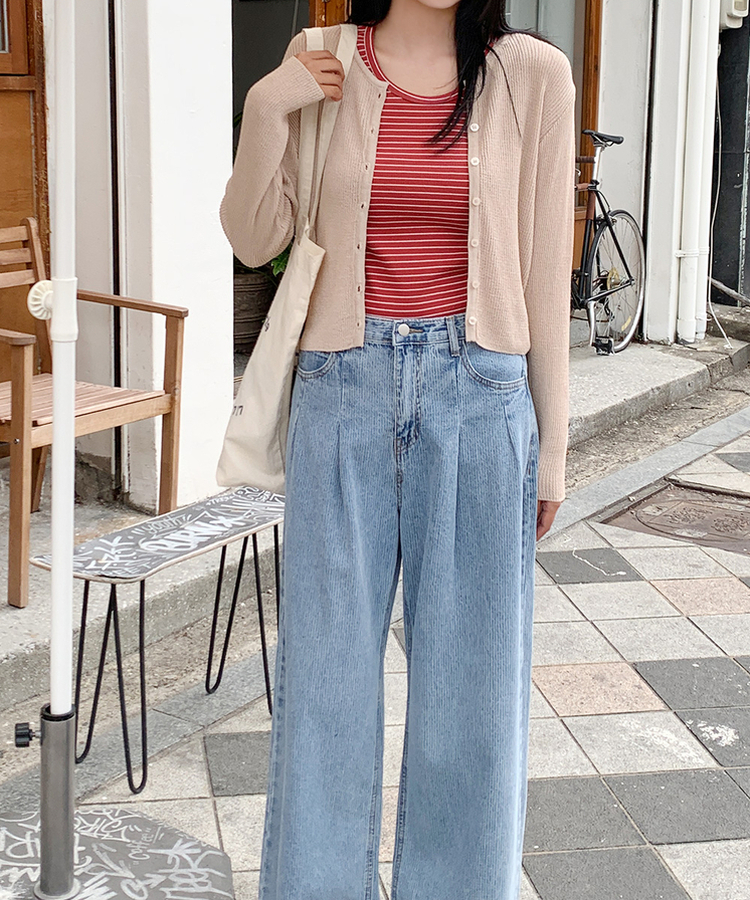 リブラウンドカーディガン(5color) BEIGE