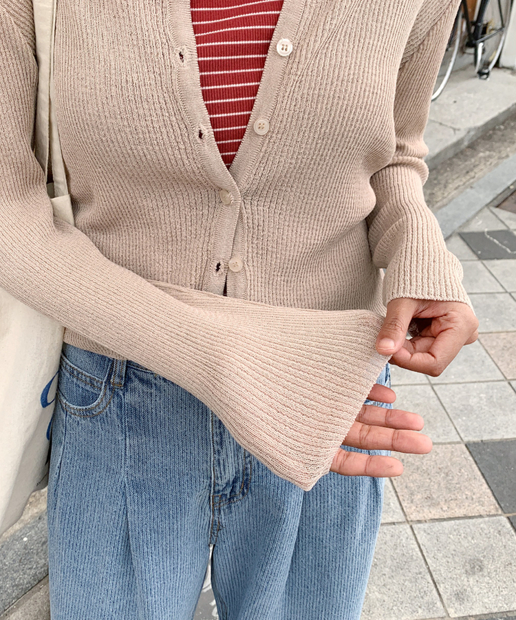 リブラウンドカーディガン(5color) BEIGE