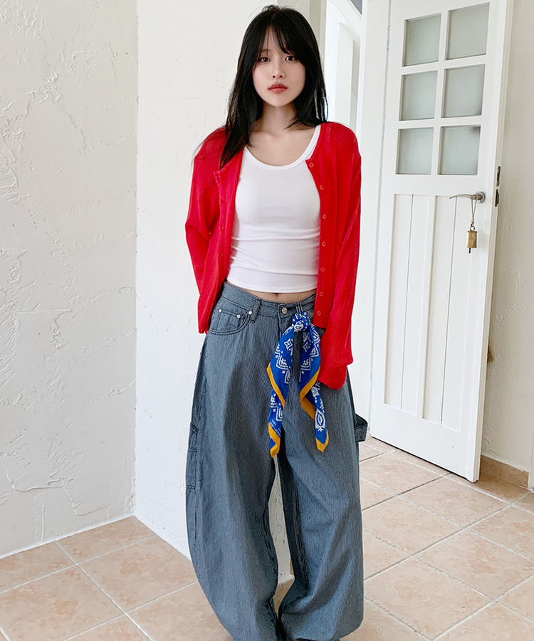 リブラウンドカーディガン(5color) RED