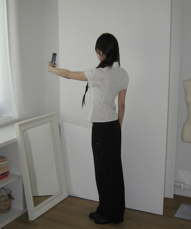 ピンタック半袖シャツブラウス IVORY