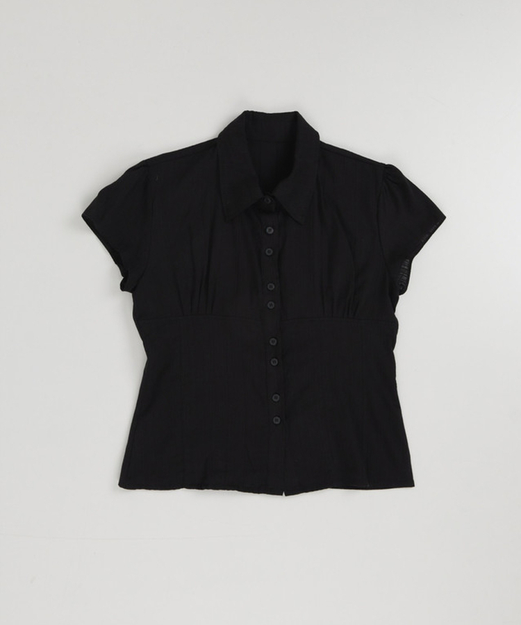 ピンタック半袖シャツブラウス