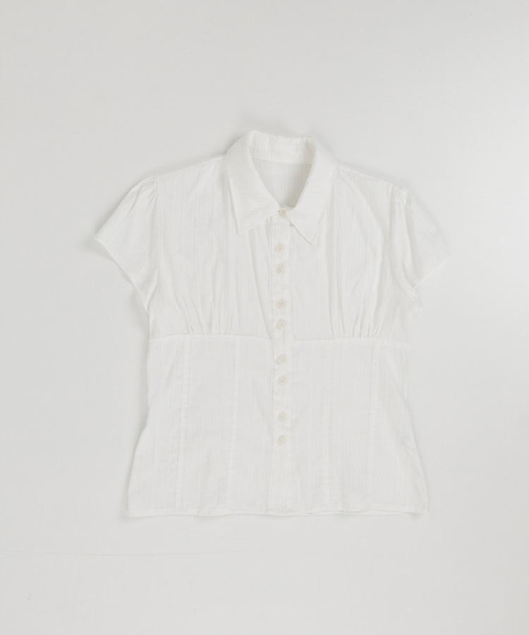 ピンタック半袖シャツブラウス