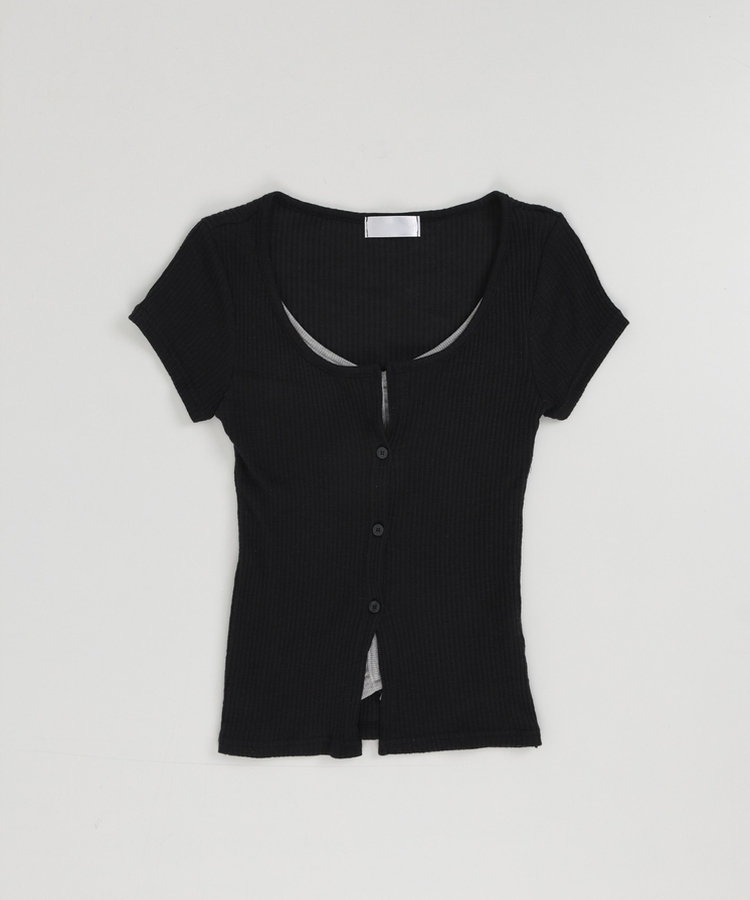 レイヤード半袖カーディガン