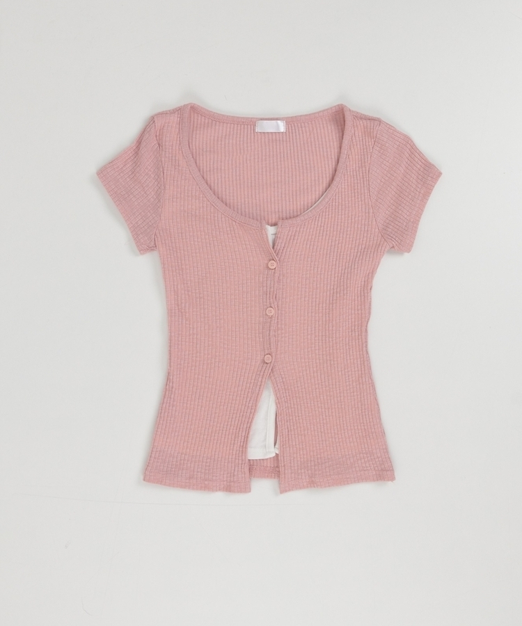 レイヤード半袖カーディガン