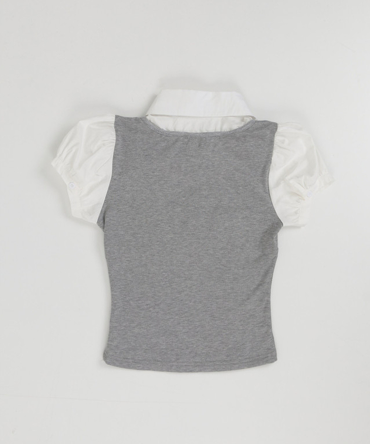 パフスリーブシャツレイヤードトップス