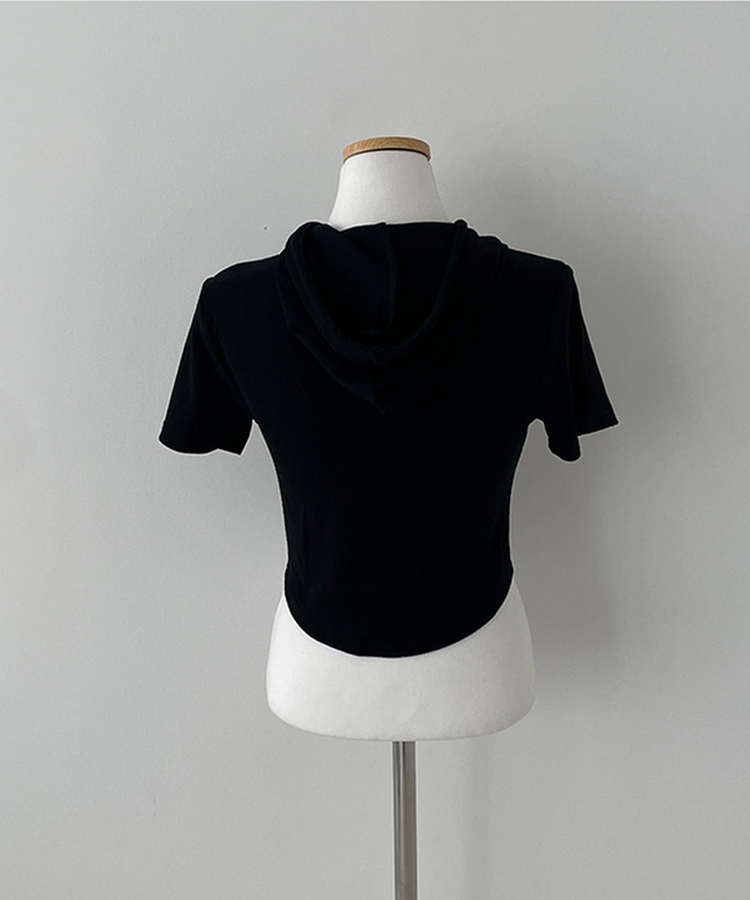 クロップ半袖フードジップアップ