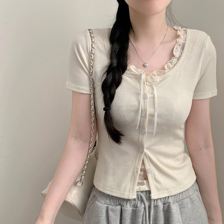 レイヤードレーストップス(5color) BEIGE