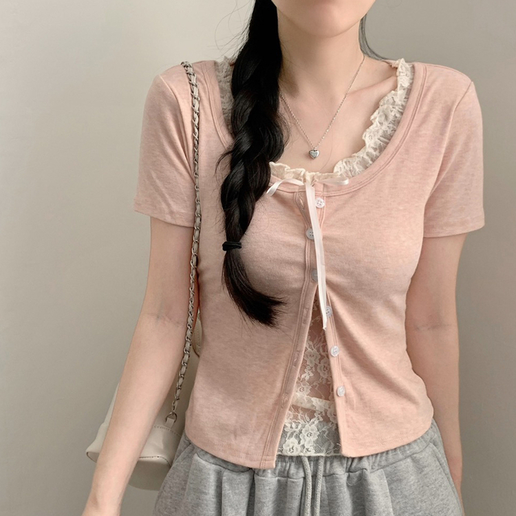 レイヤードレーストップス(5color) PINK